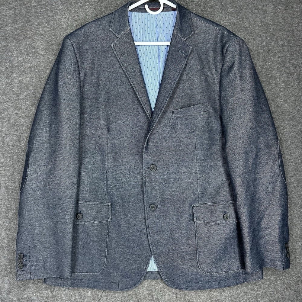 Johnston Murphy Sport Coat Mens XXL Blue Skull Lined 2 Button Blazer